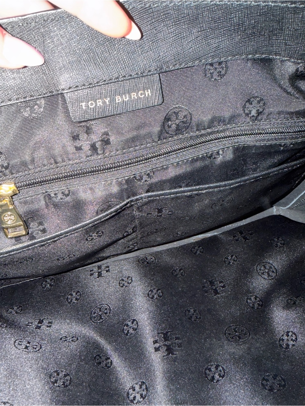 Tory Burch Black Leather Saffiano Tote with Gold Hardware - Picture 4 of 4